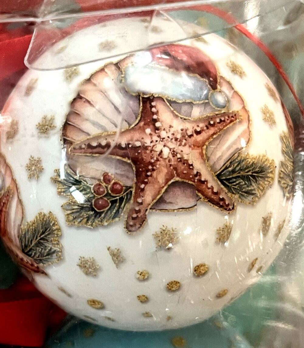 Lot Of 16 Beachy Coastal Nautical Theme Holiday Christmas Ornaments Blue Cream
